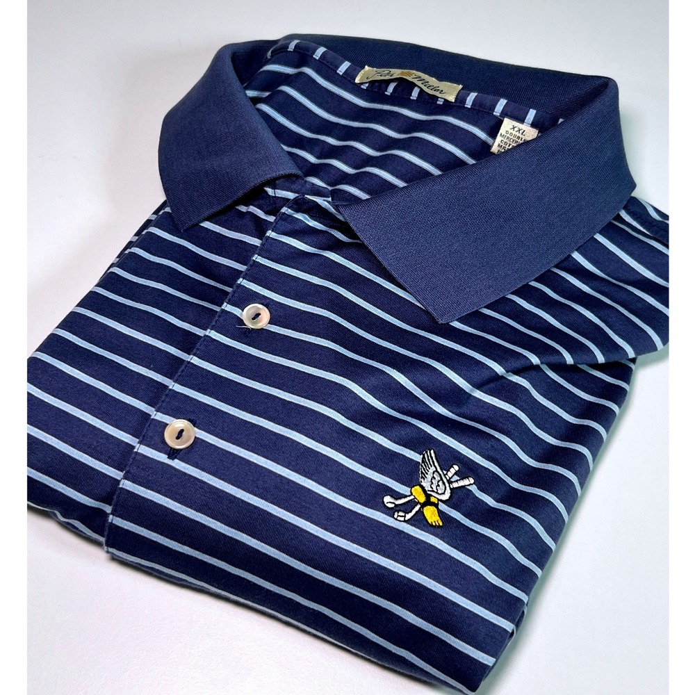 Peter Millar Winged Foot Golf Club Polo Mens XXL Blue Striped Golf Old Money